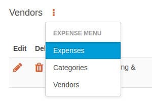 Expenses sub menu option